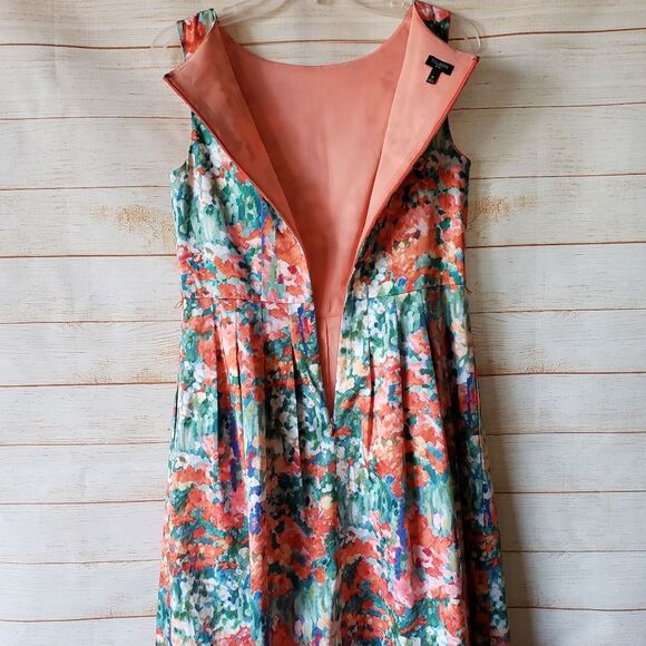 Talbots Spring/Summer Floral Sleeveless Pleated Party Dress Multi Women's 6P - Picture 7 of 11